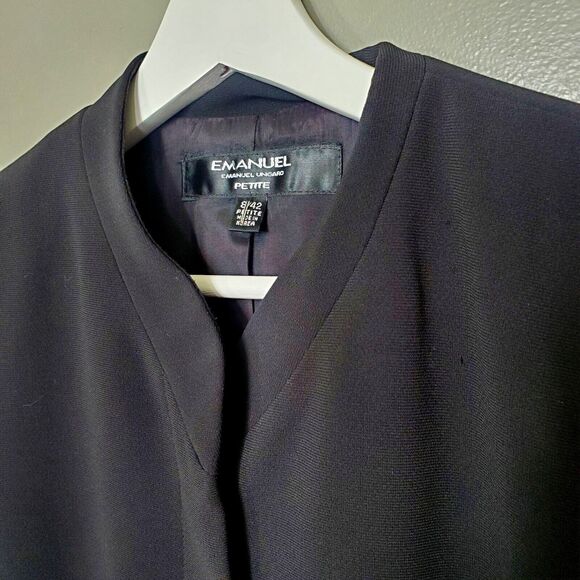 Emanuel Ungaro Womens Blazer Petite Size 8 Black Hidden Button Up Jacket - Picture 4 of 10